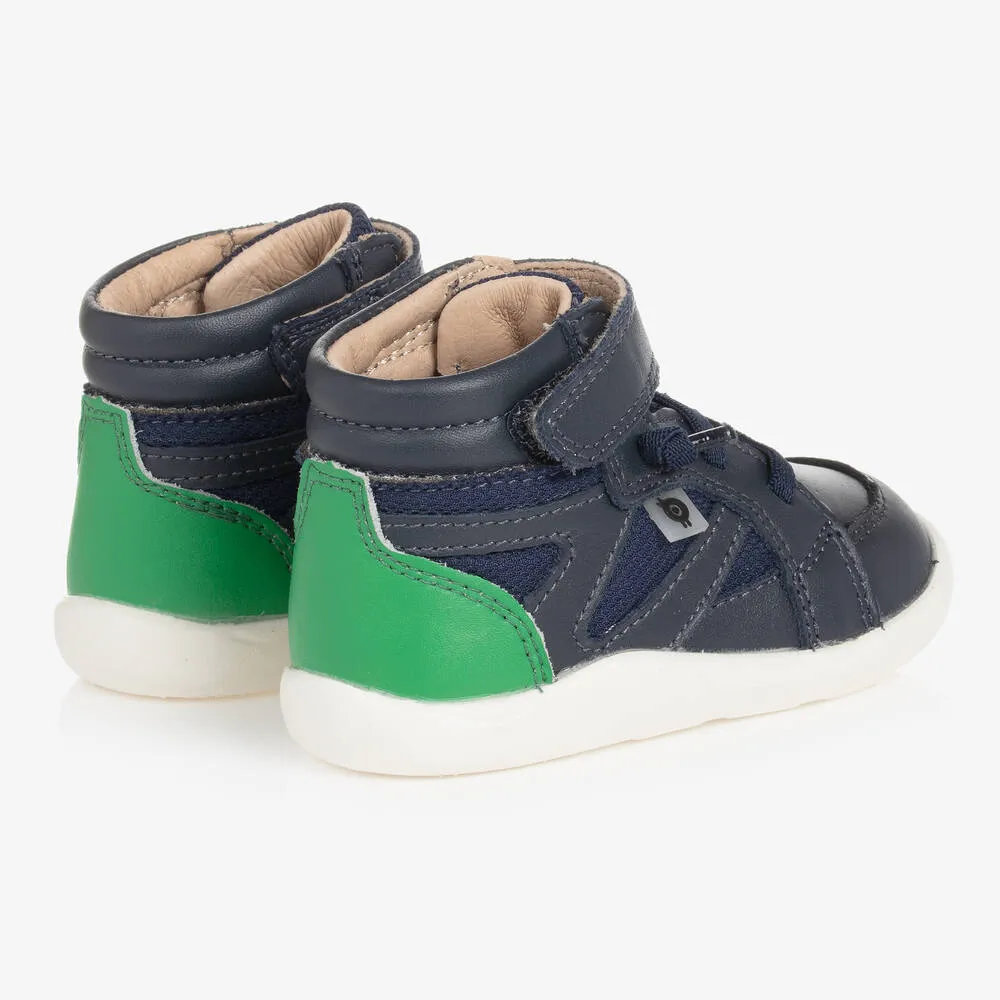 Boys Blue High Top Leather Trainers 