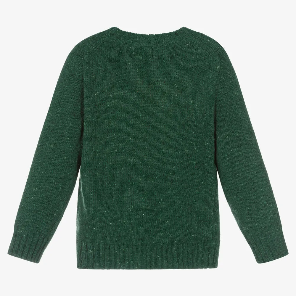 Boys Green Wool Logo Jumper