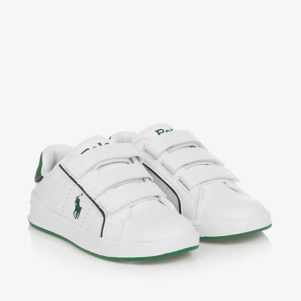 Boys White Faux Leather Velcro Trainers