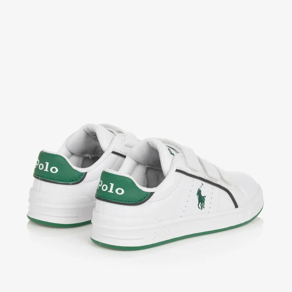 Boys White Faux Leather Velcro Trainers