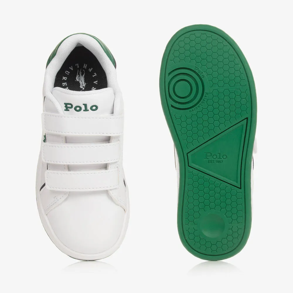 Boys White Faux Leather Velcro Trainers