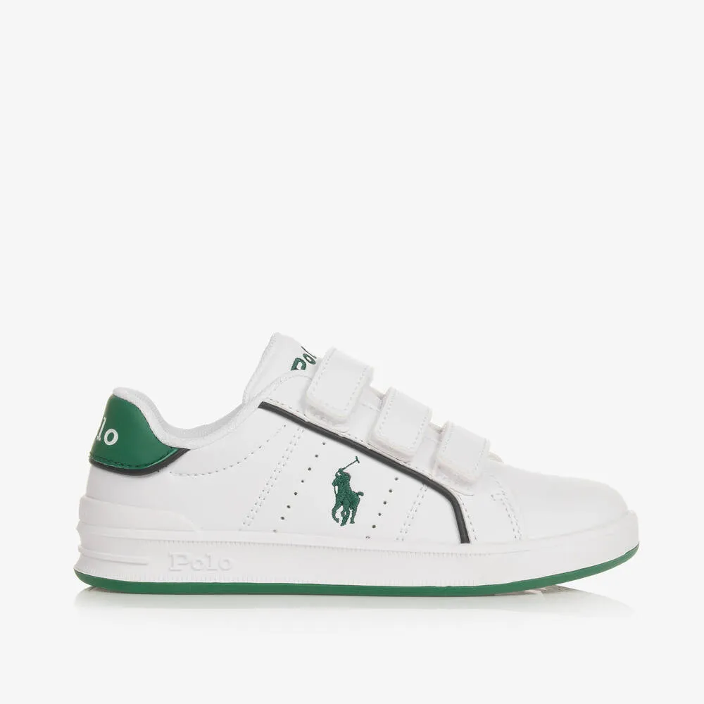 Boys White Faux Leather Velcro Trainers