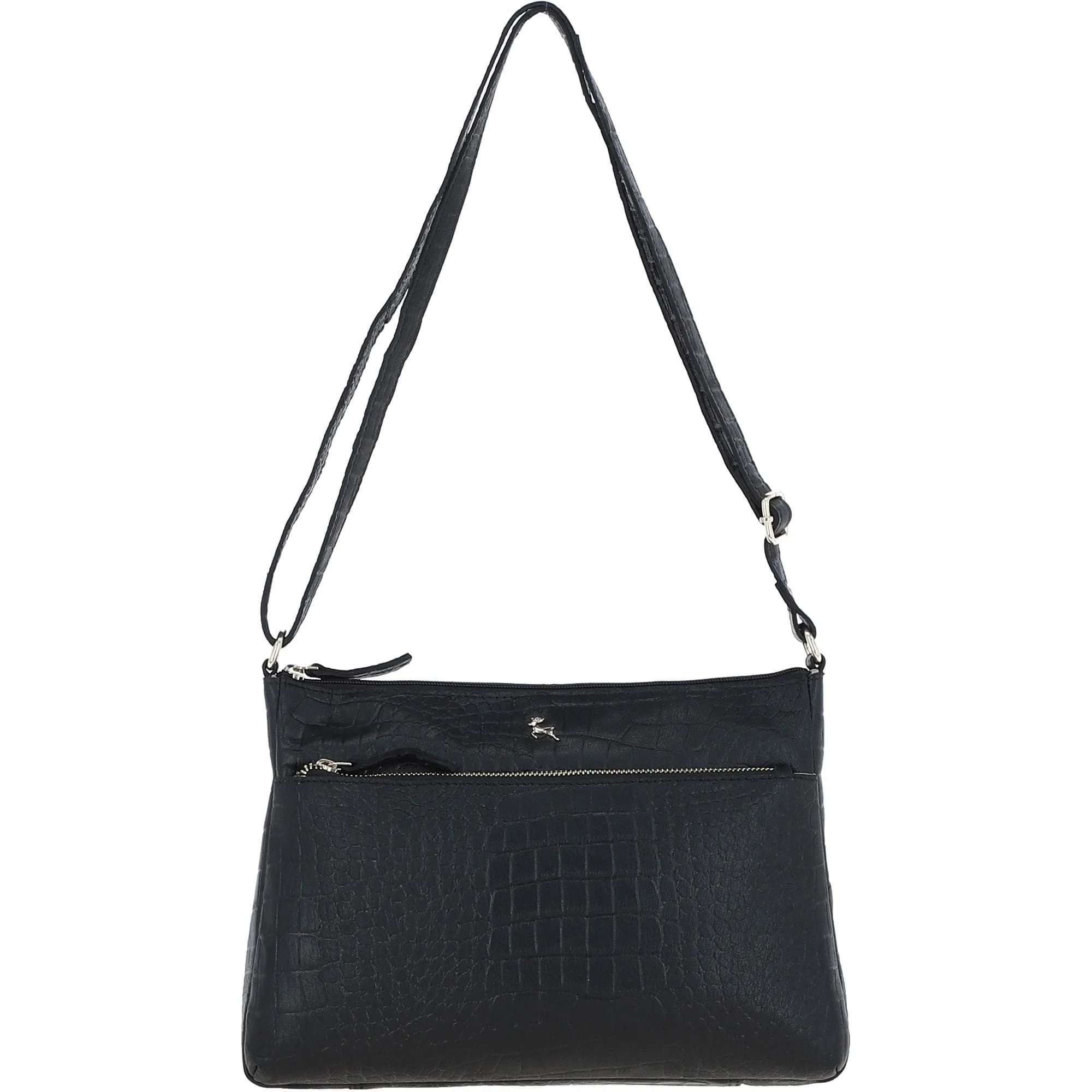 Bridge Croc Print Leather Shoulder Bag Black/croc: bc2