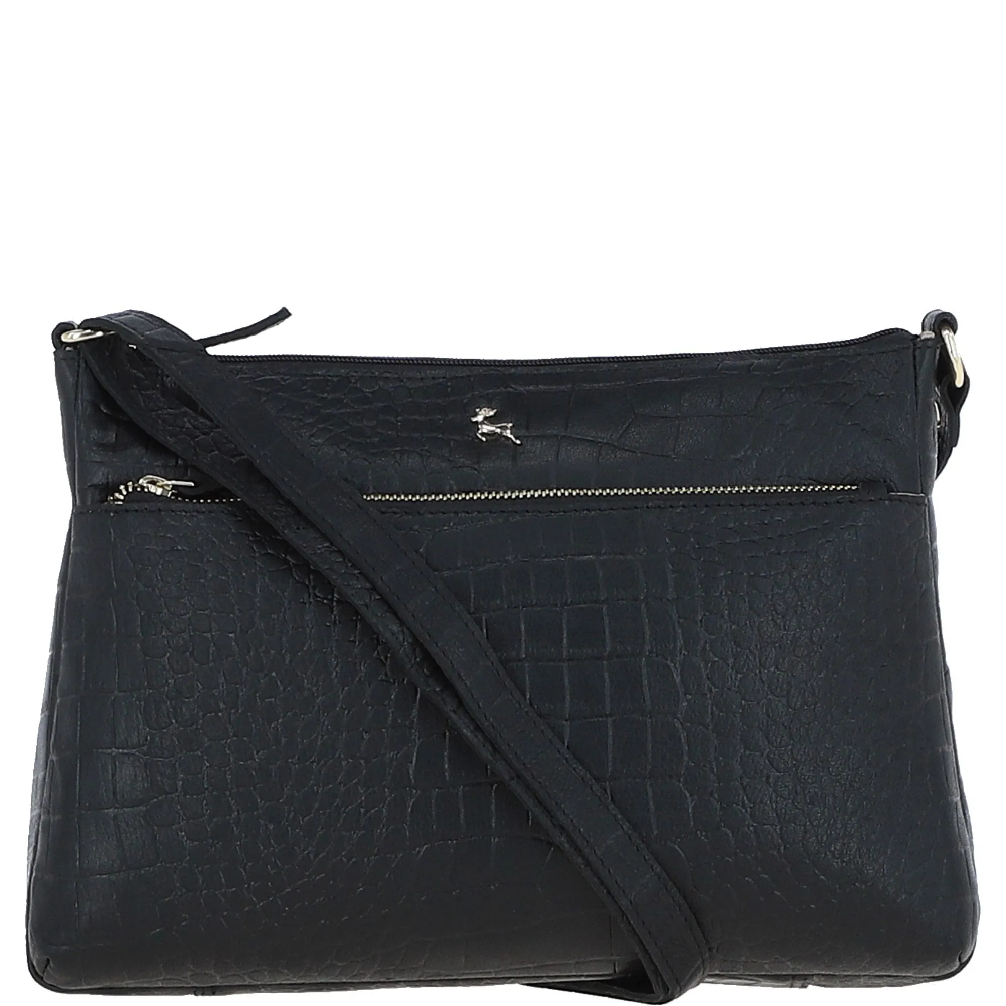 Bridge Croc Print Leather Shoulder Bag Black/croc: bc2