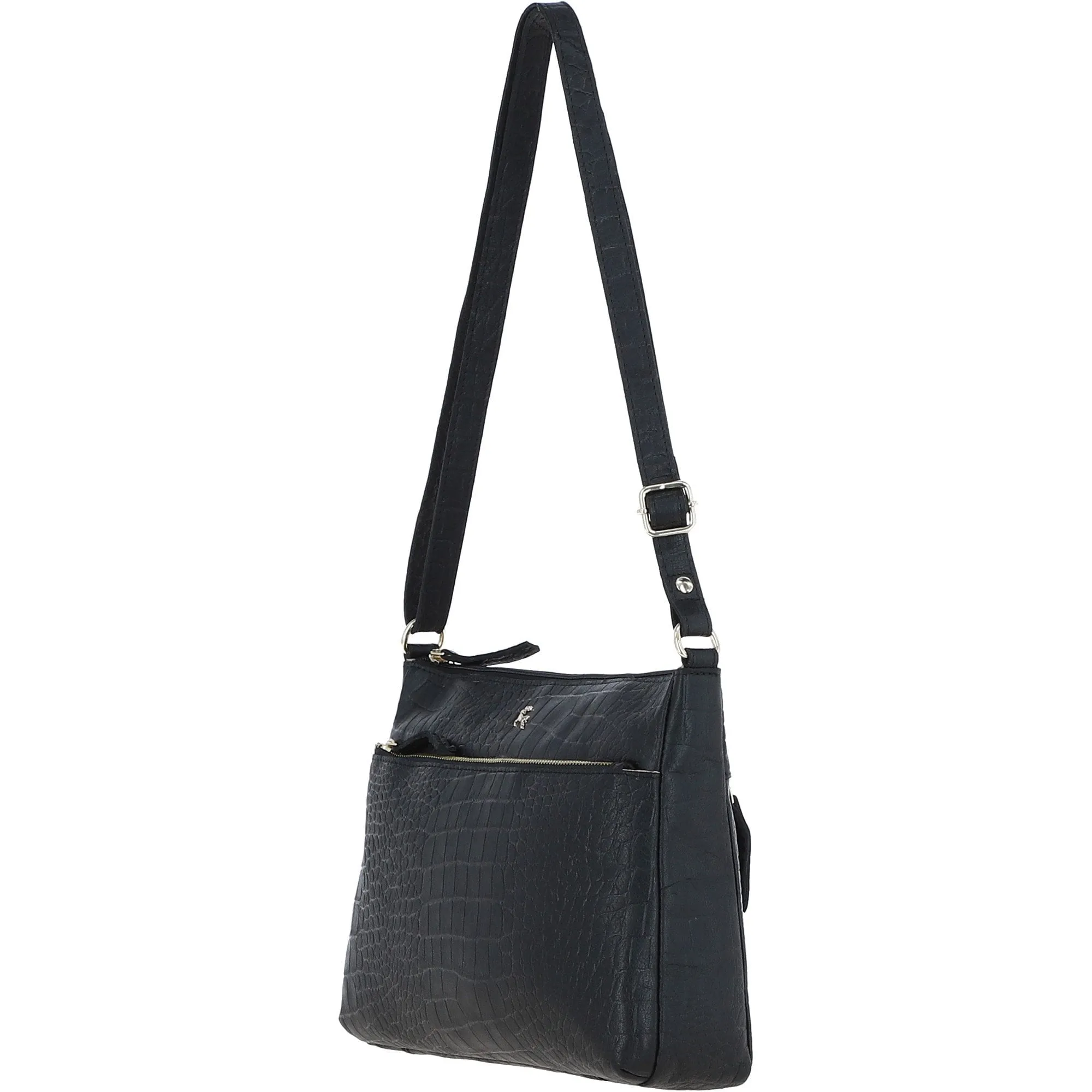 Bridge Croc Print Leather Shoulder Bag Black/croc: bc2