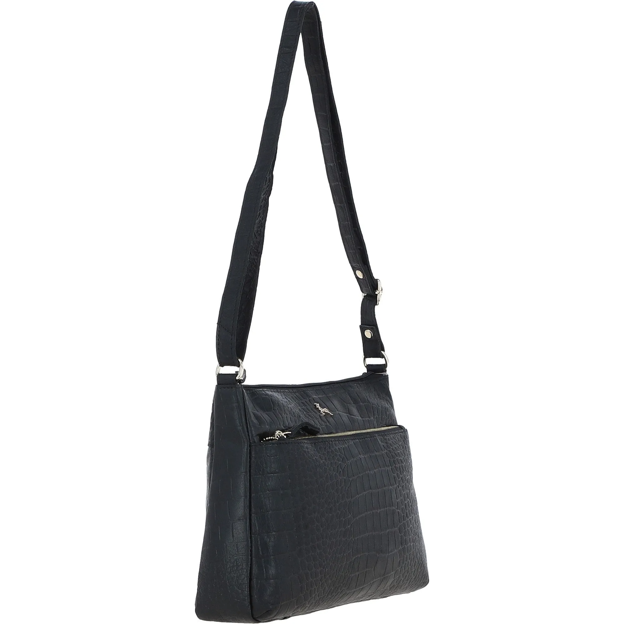 Bridge Croc Print Leather Shoulder Bag Black/croc: bc2