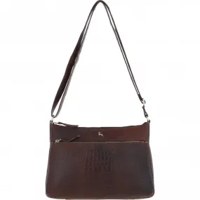 Bridge Croc Print Leather Shoulder Bag Brandy/croc: bc2