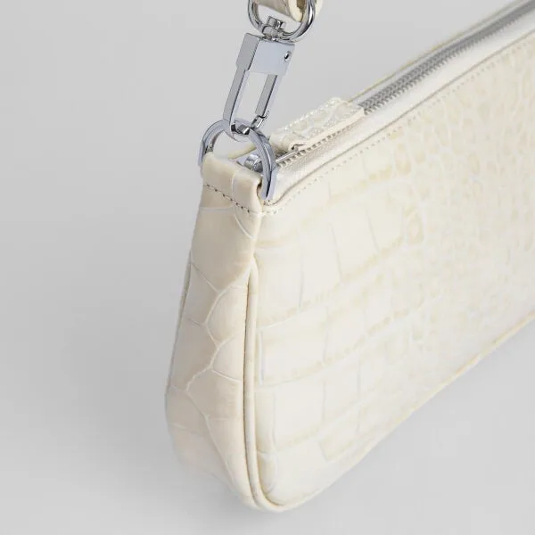 BY FAR Women's Rachel Croco Embossed Leather Bag - Cream