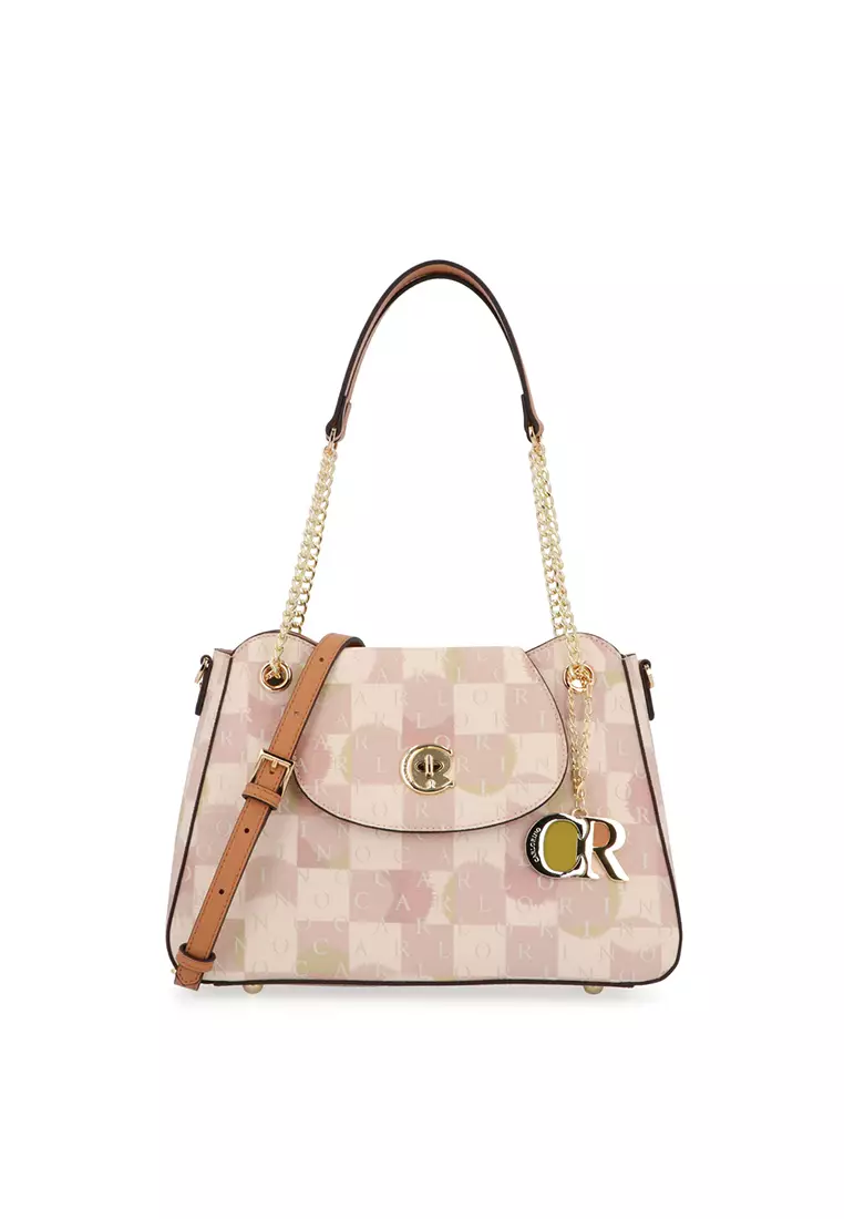 Carlo Rino Sand Pastel Palette Chain Link Shoulder Bag