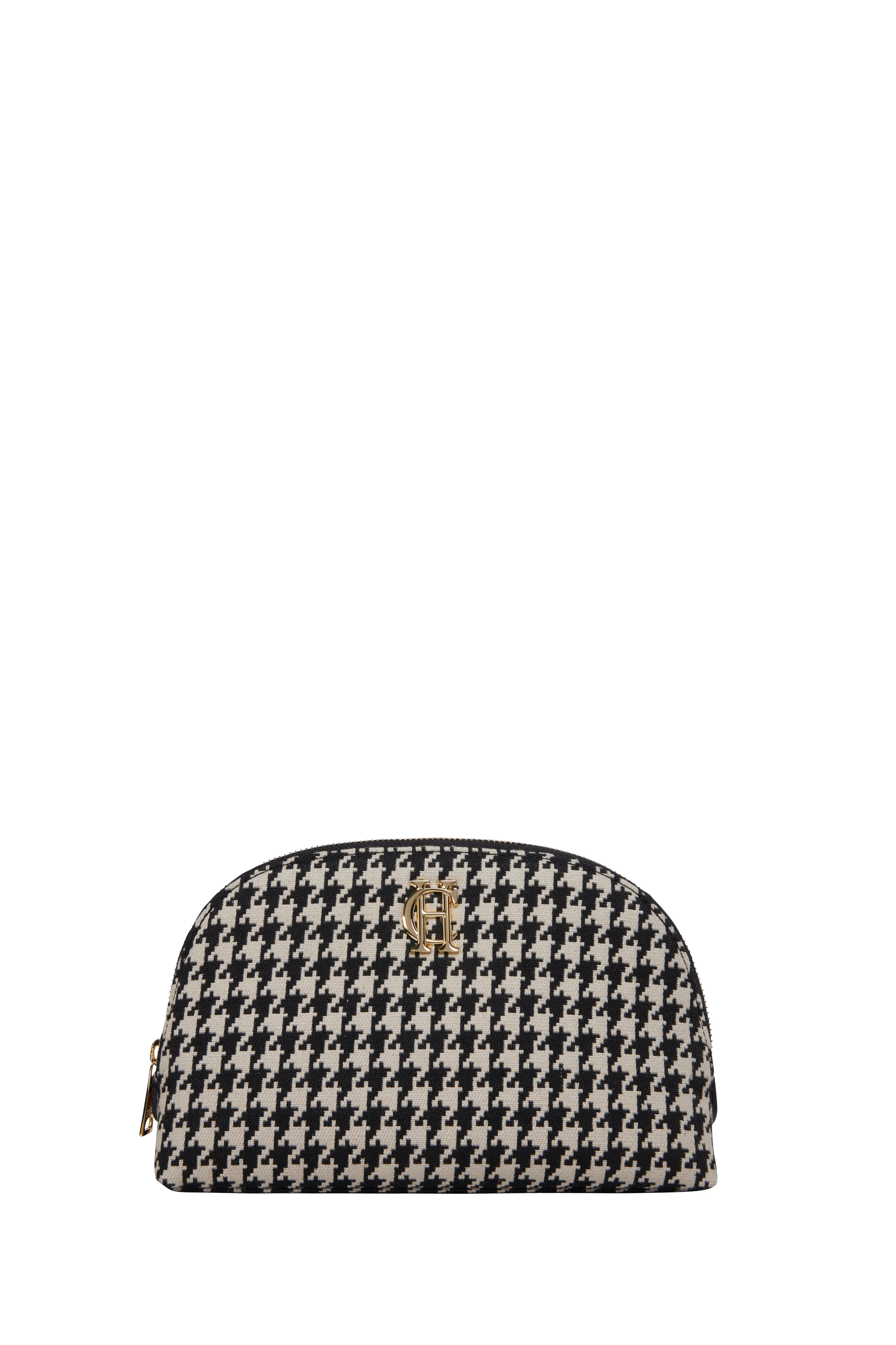 Chelsea Makeup Bag (Ecru Houndstooth)