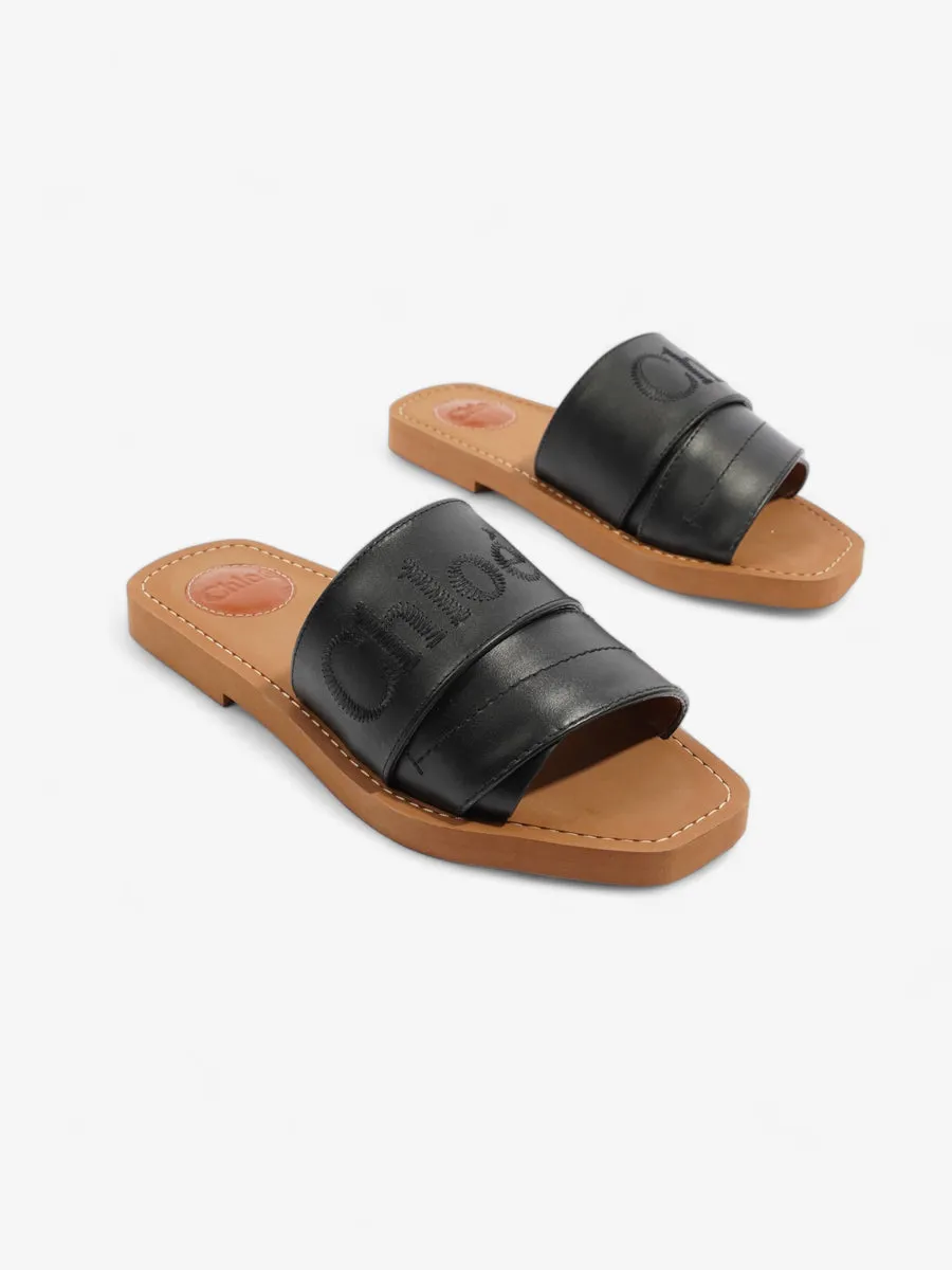 Chloe Woody Sandals Black Leather EU 35 UK 2