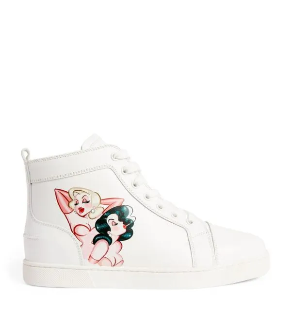 CHRISTIAN LOUBOUTIN LOU PIN UP LEATHER SNEAKERS