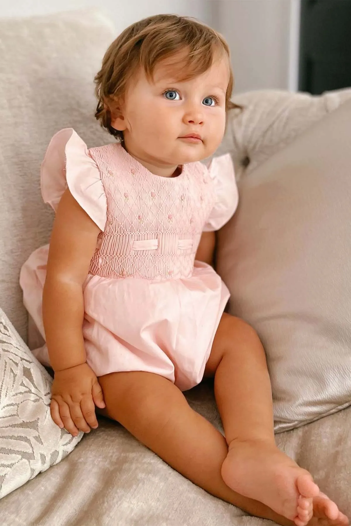 Classic Hand Smocked Romper - Powder Pink (3M - 3Y)