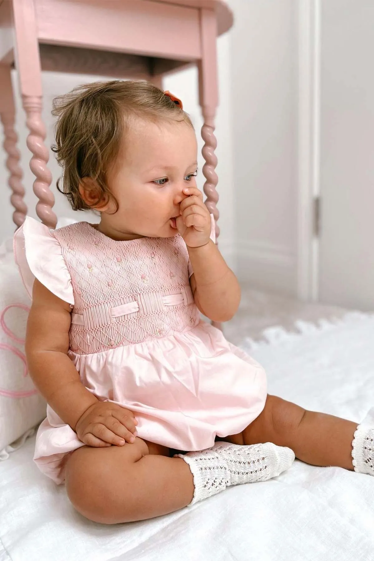 Classic Hand Smocked Romper - Powder Pink (3M - 3Y)