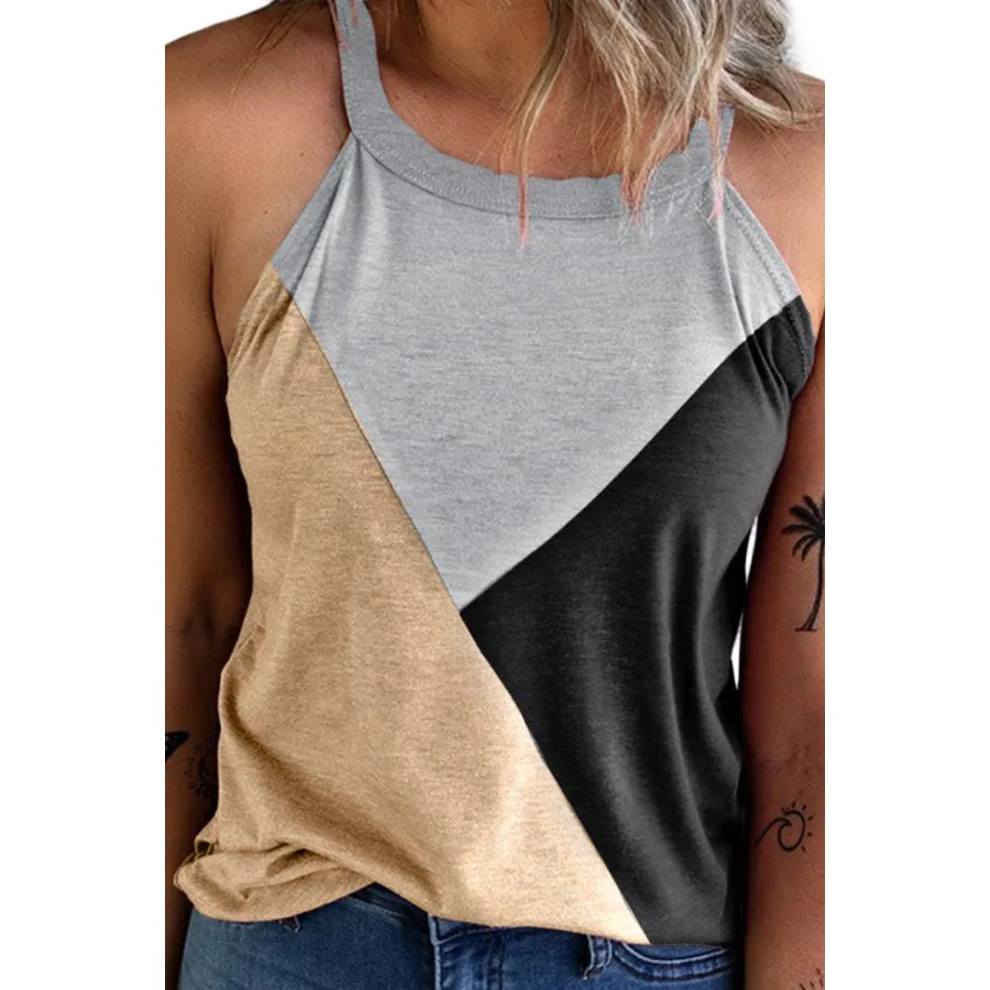 Color Block Grecian Neck Tank