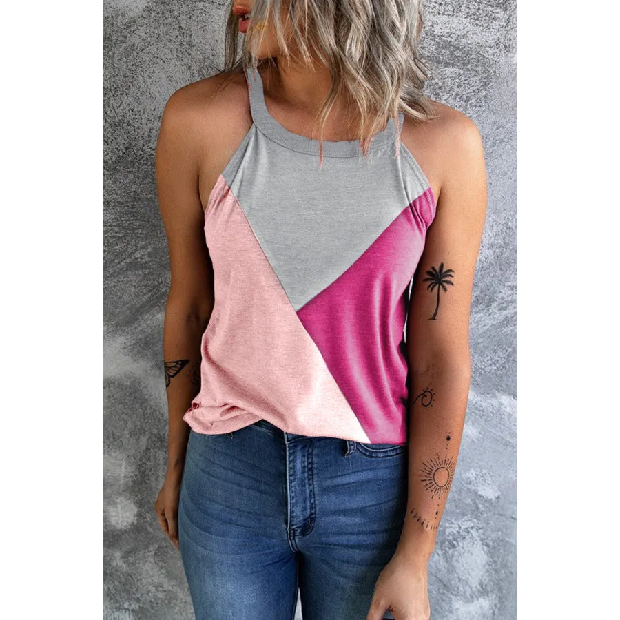 Color Block Grecian Neck Tank