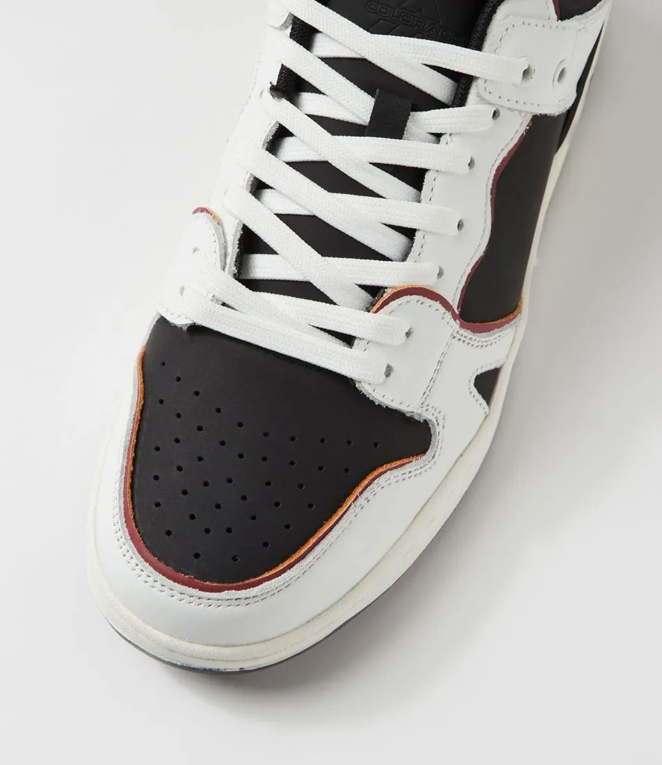 COLORADO Retro Black White Red Leather Sneakers