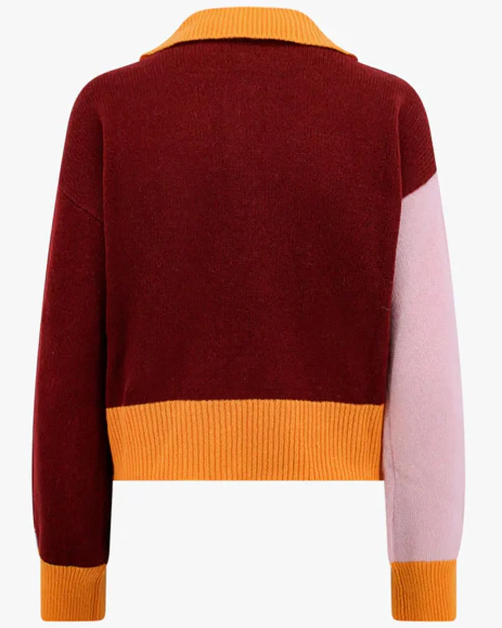 Colorblock Polo Neck Pullover