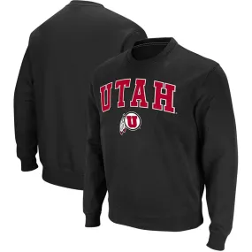 Colosseum Utah Utes Black Arch & Logo Tackle Twill Pullover Sweatshirt