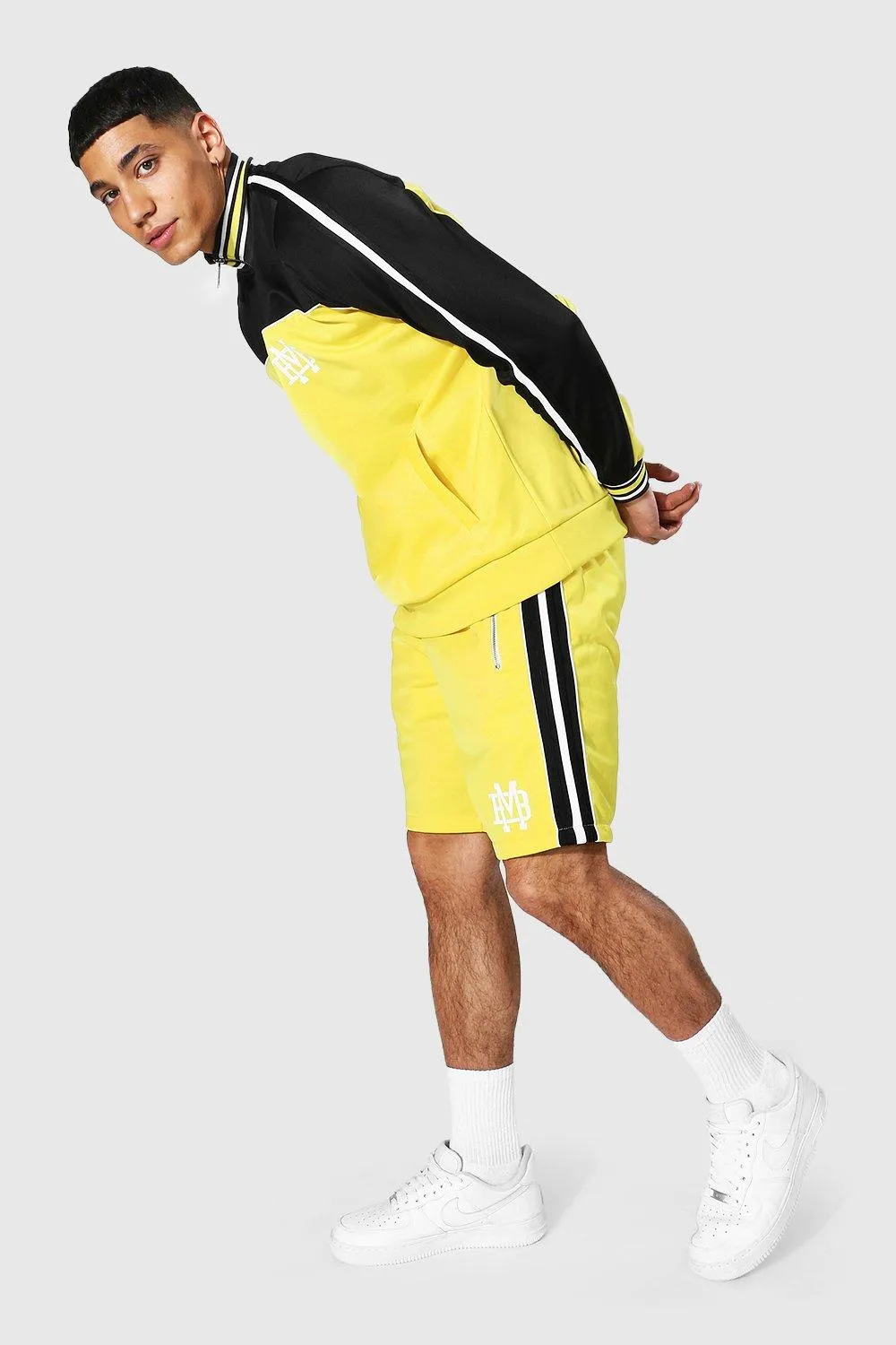 Colour Block Half Zip Short Tricot Tracksuit | boohooMAN UK