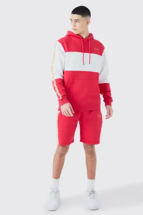 Colour Block Man Tape Short Tracksuit | boohooMAN UK