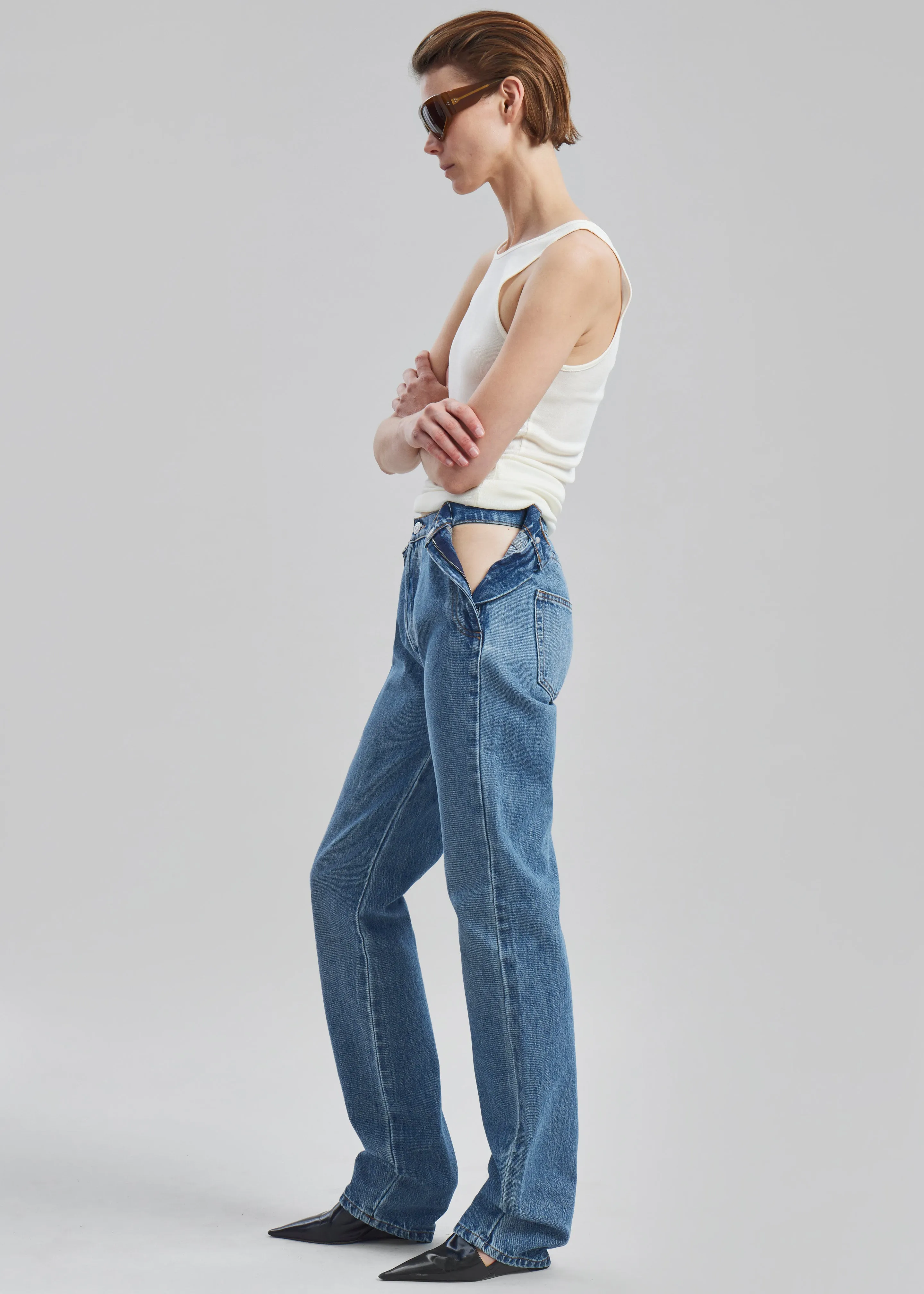 Coperni Open Hip Trousers - Washed Blue