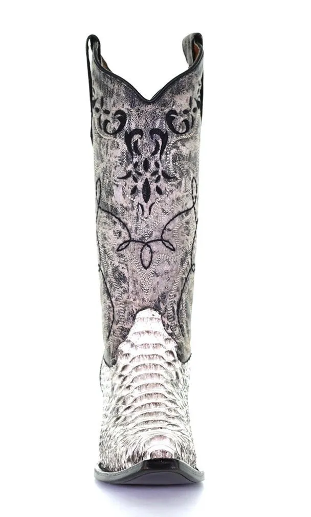 Corral Women’s Natural & Black Python Embroidery Boot