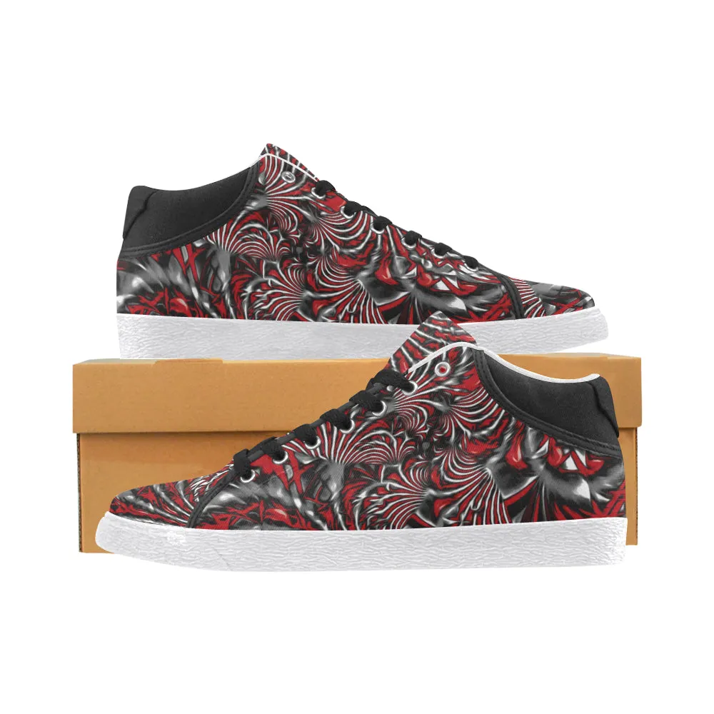 Crimson Burst Fractal Men's Chukka Sneakers