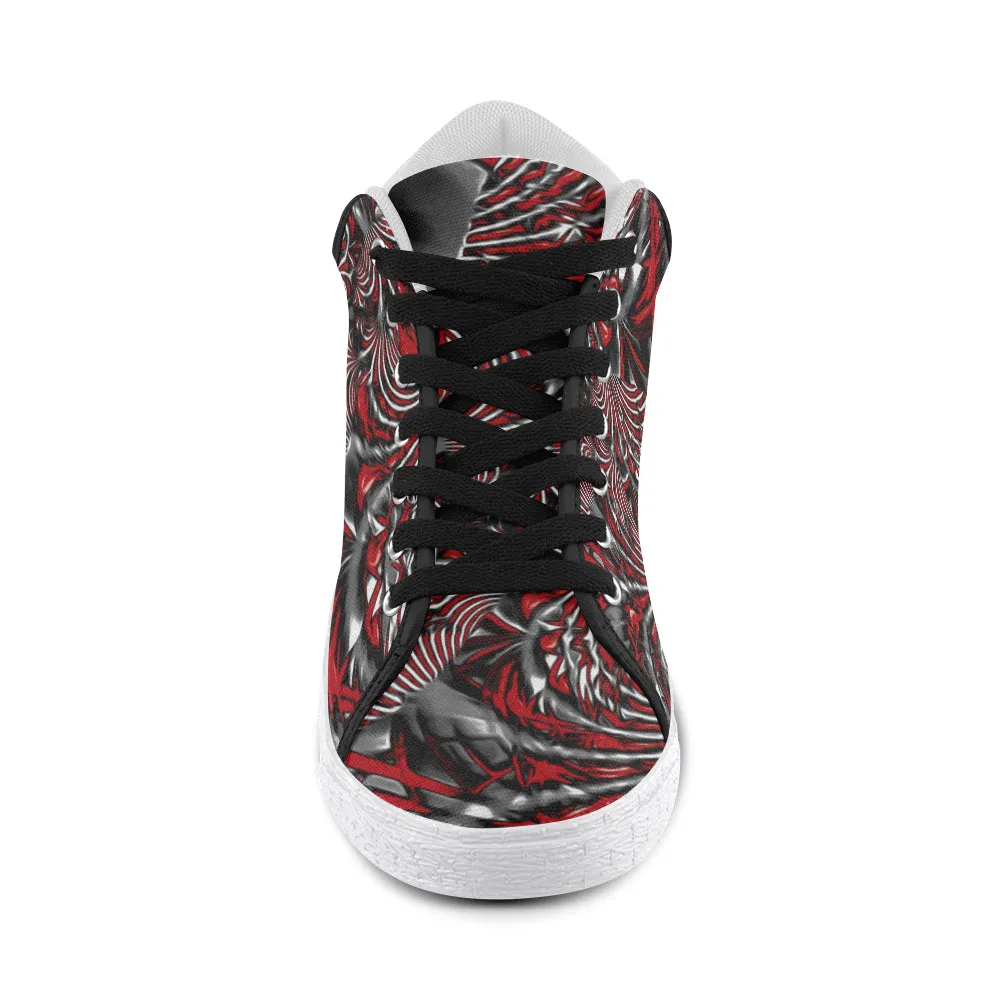 Crimson Burst Fractal Men's Chukka Sneakers