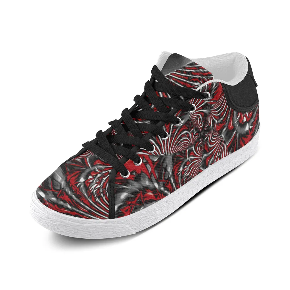 Crimson Burst Fractal Men's Chukka Sneakers