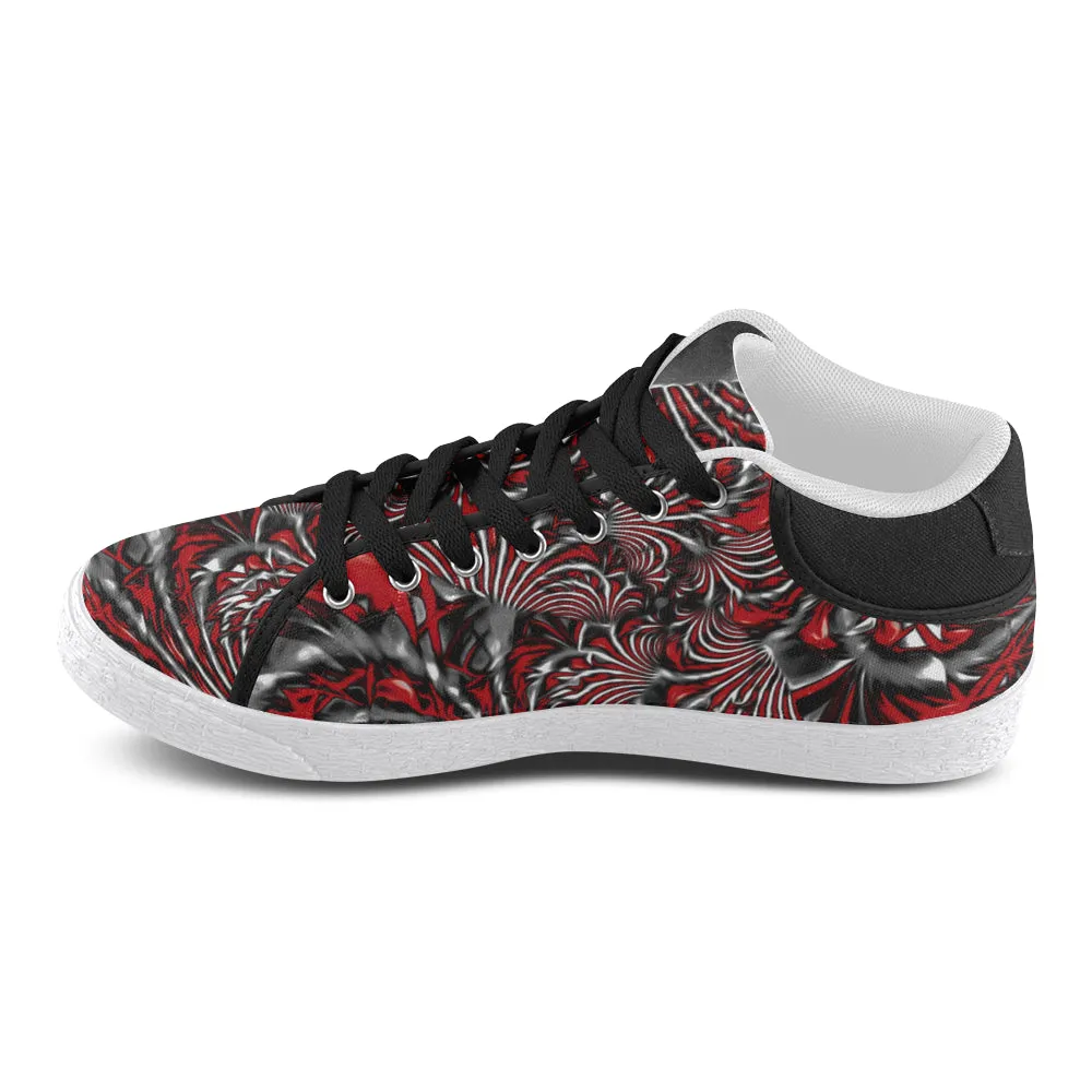 Crimson Burst Fractal Men's Chukka Sneakers