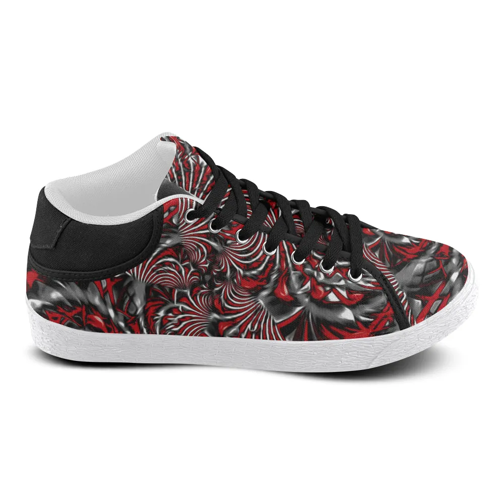 Crimson Burst Fractal Men's Chukka Sneakers