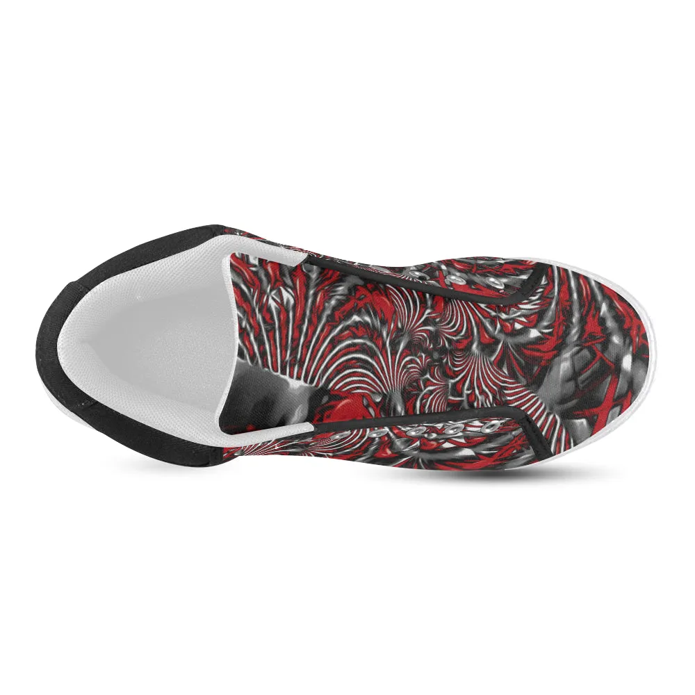 Crimson Burst Fractal Men's Chukka Sneakers