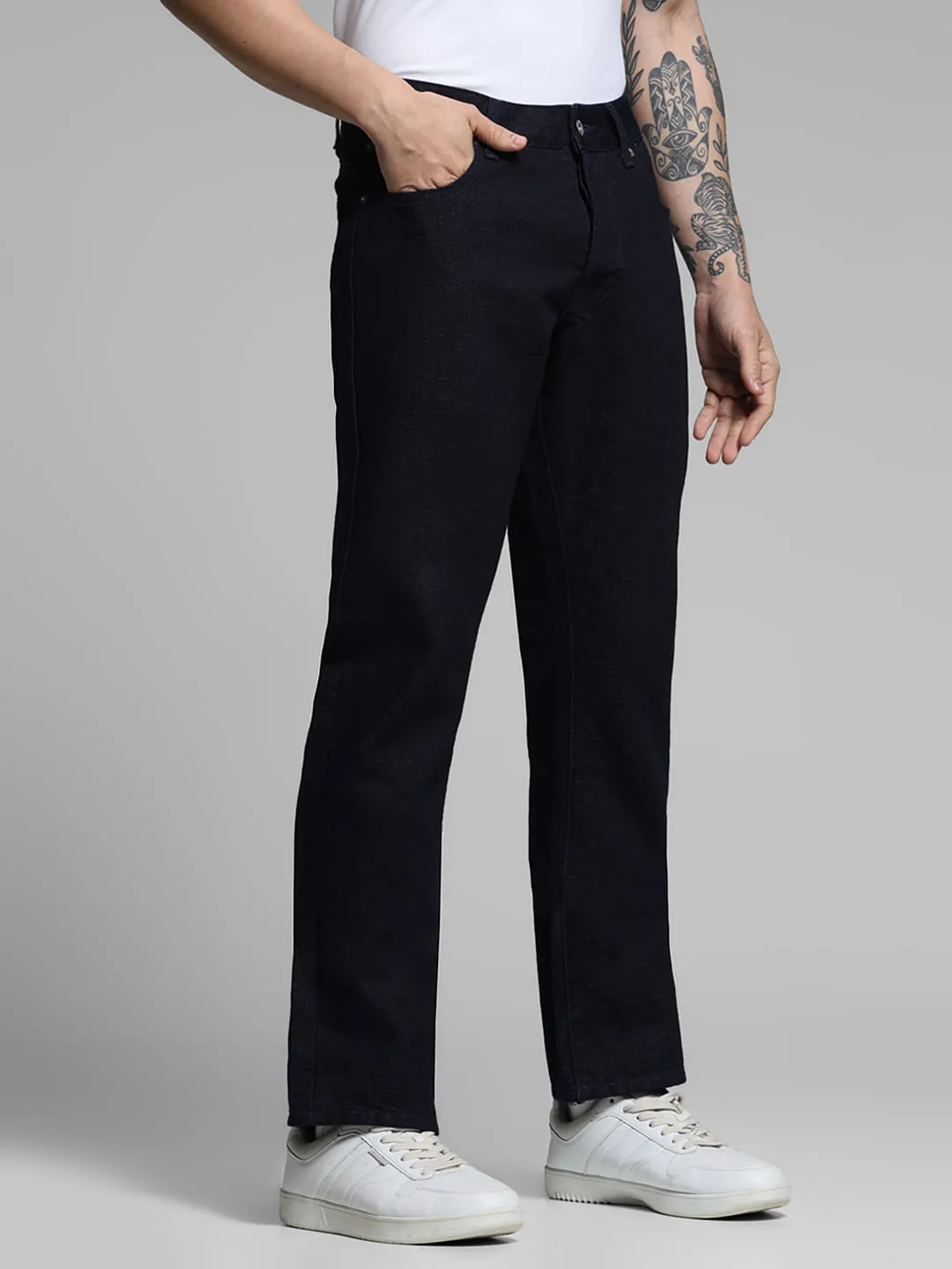 Dark Blue Low Rise Clark Regular Fit Jeans