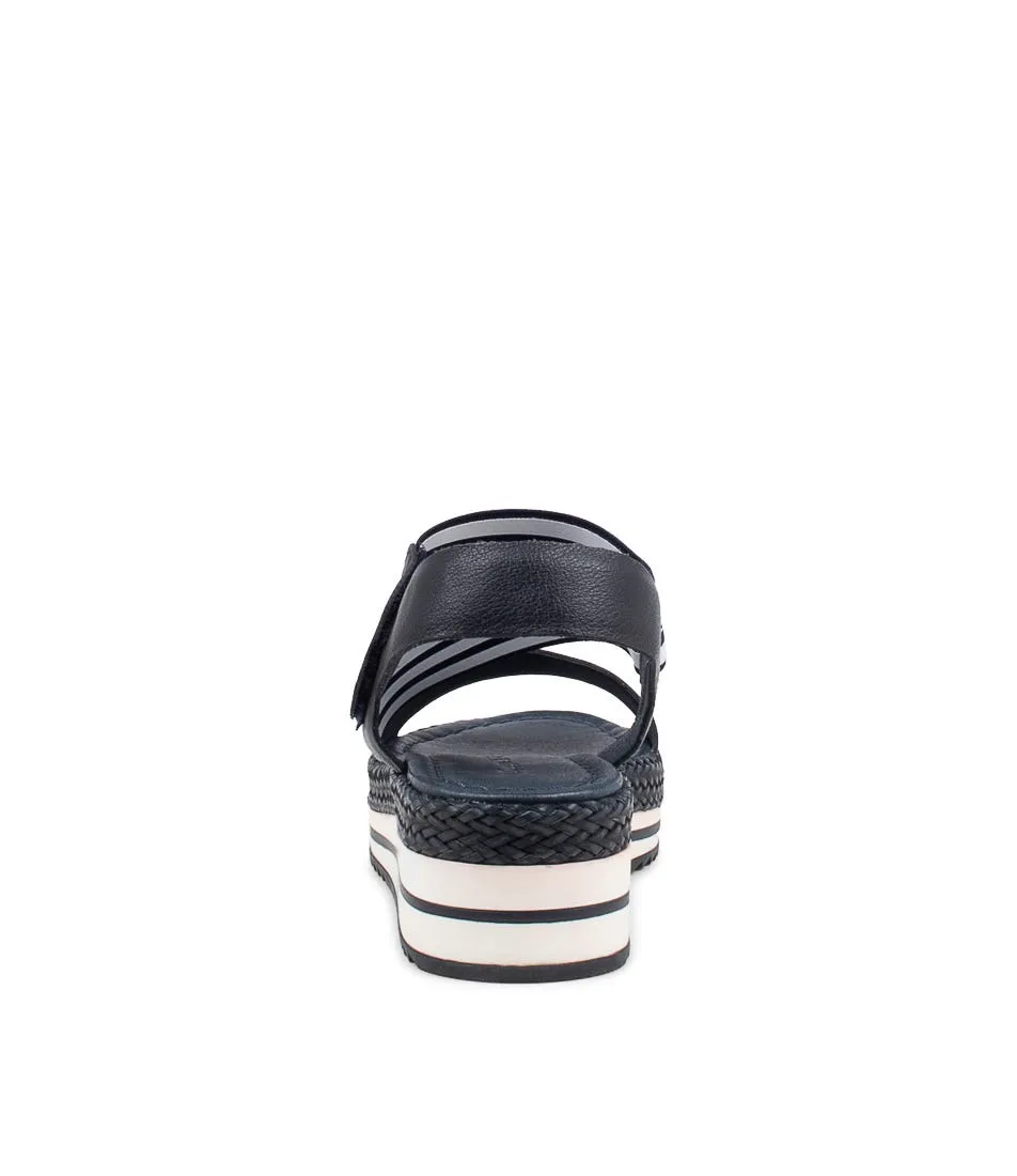 DJANGO & JULIETTE Alinay Navy And White Leather Elastic Sandals