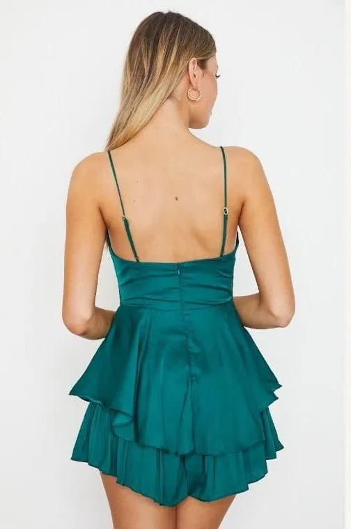 Double Ruched Cami Mini Romper