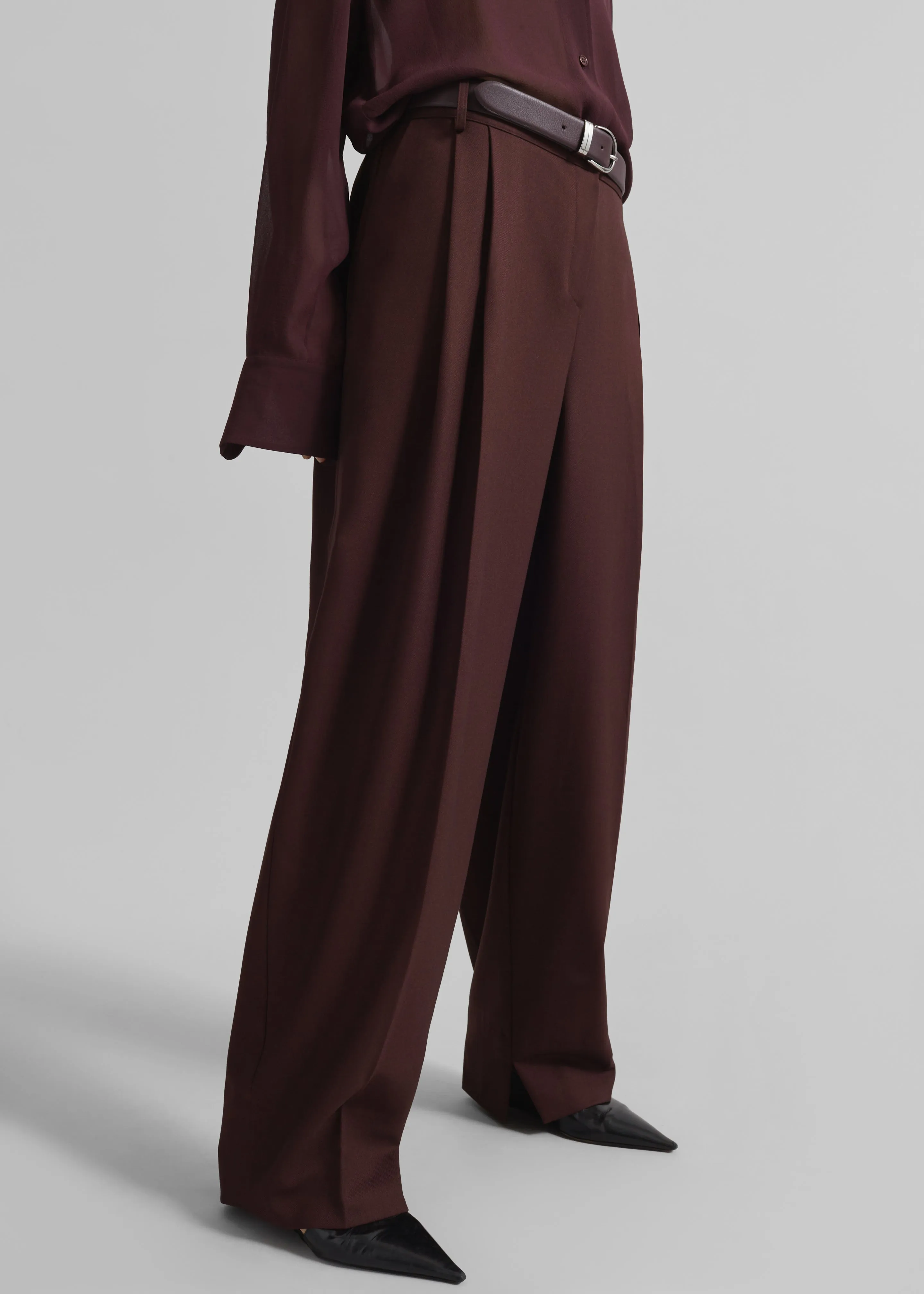 Durham Pleated Trousers - Burgundy