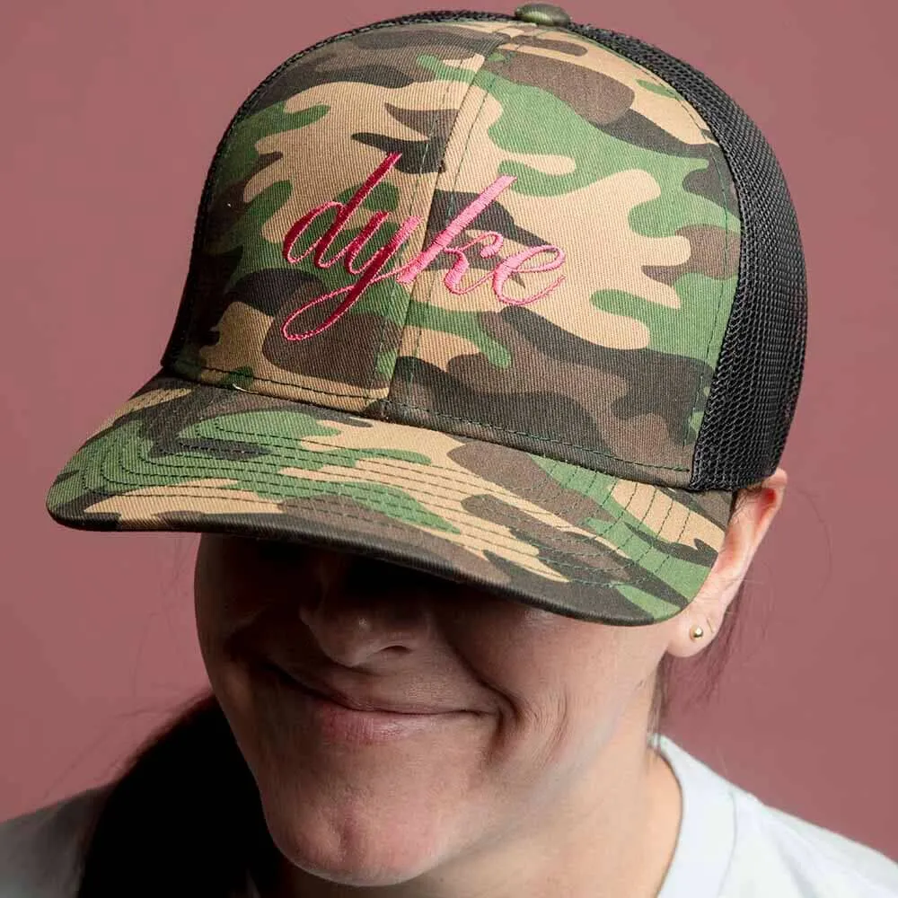 Dyke Camo Black Mesh Trucker Snapback Hat