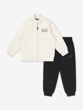 EA7 Emporio Armani Boys Logo Tracksuit in Beige