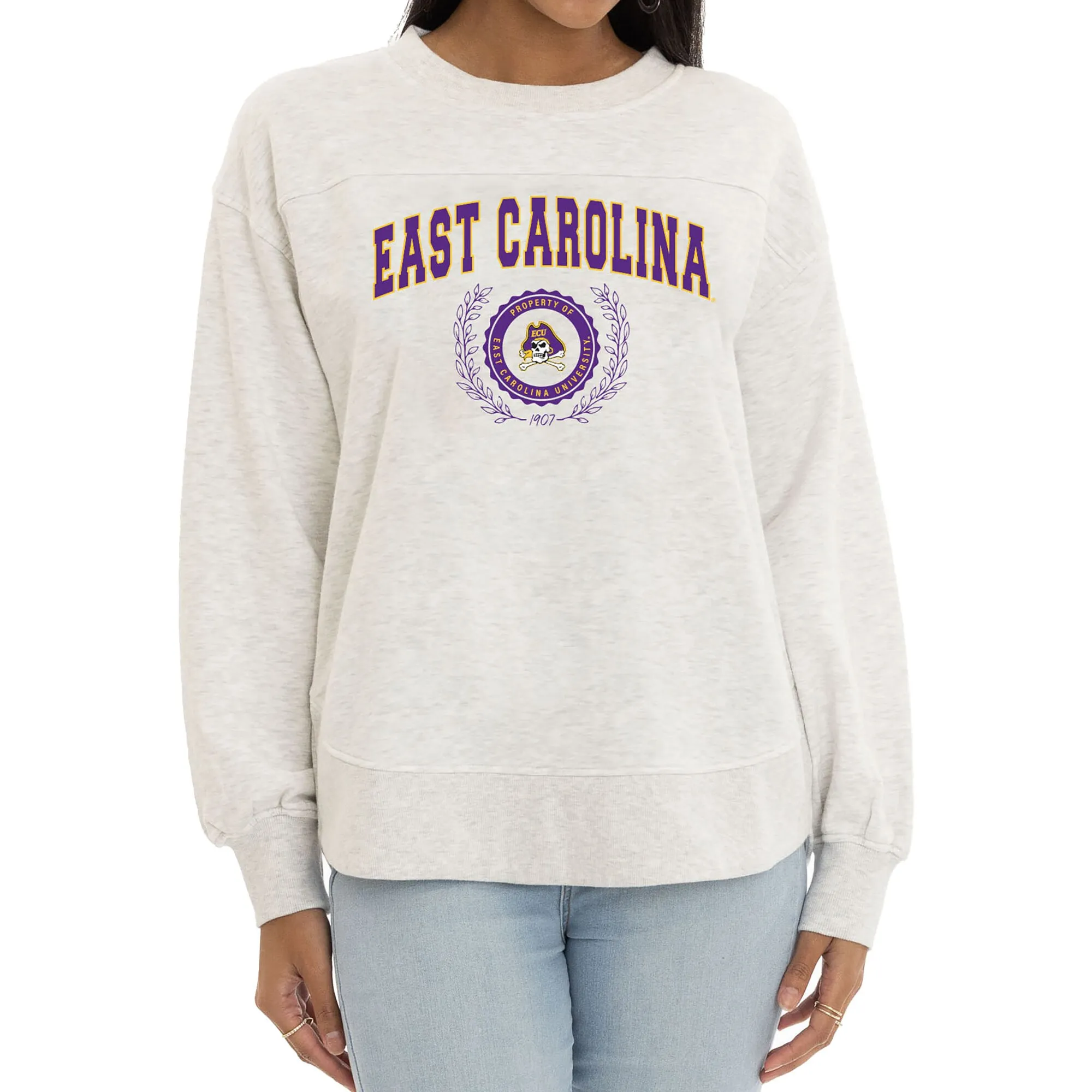 ECU Pirates Women's Oatmeal Yvette Pullover Sweatshirt