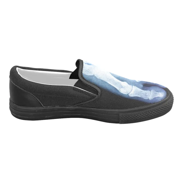 Elliz Men's X-Ray Skeleton Black Slip-On Skater Sneakers