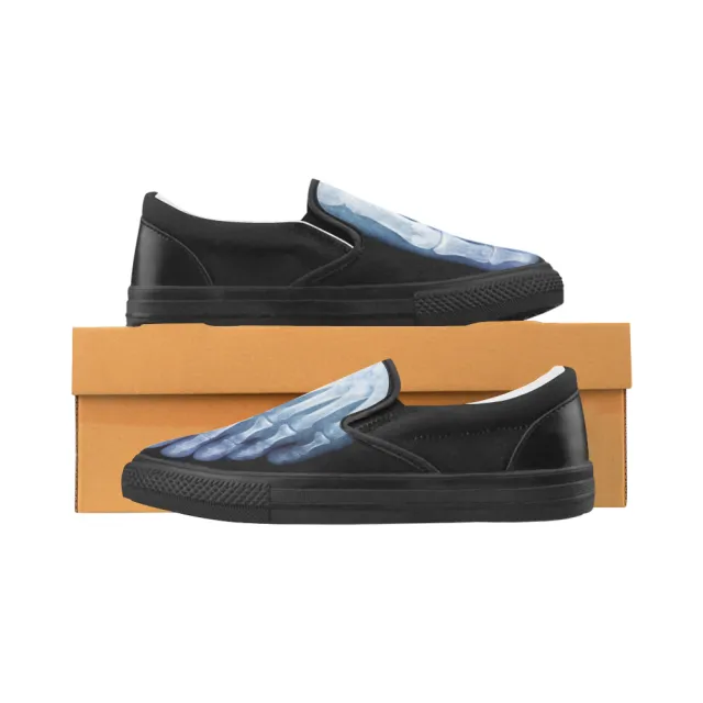 Elliz Men's X-Ray Skeleton Black Slip-On Skater Sneakers