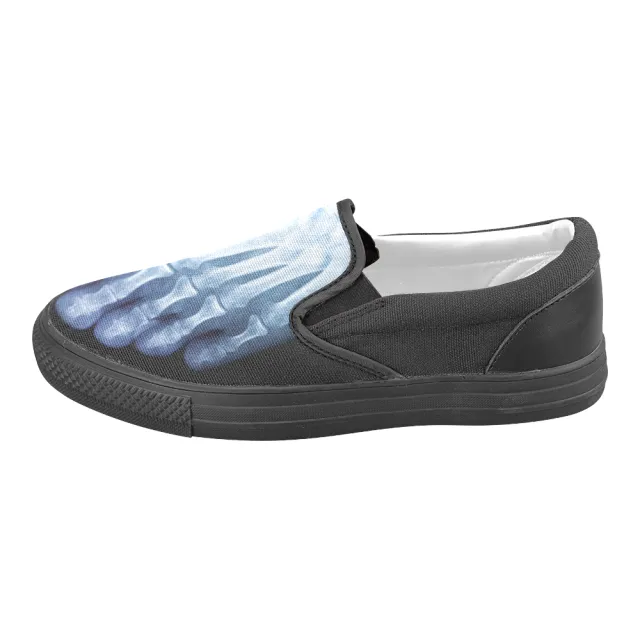 Elliz Men's X-Ray Skeleton Black Slip-On Skater Sneakers