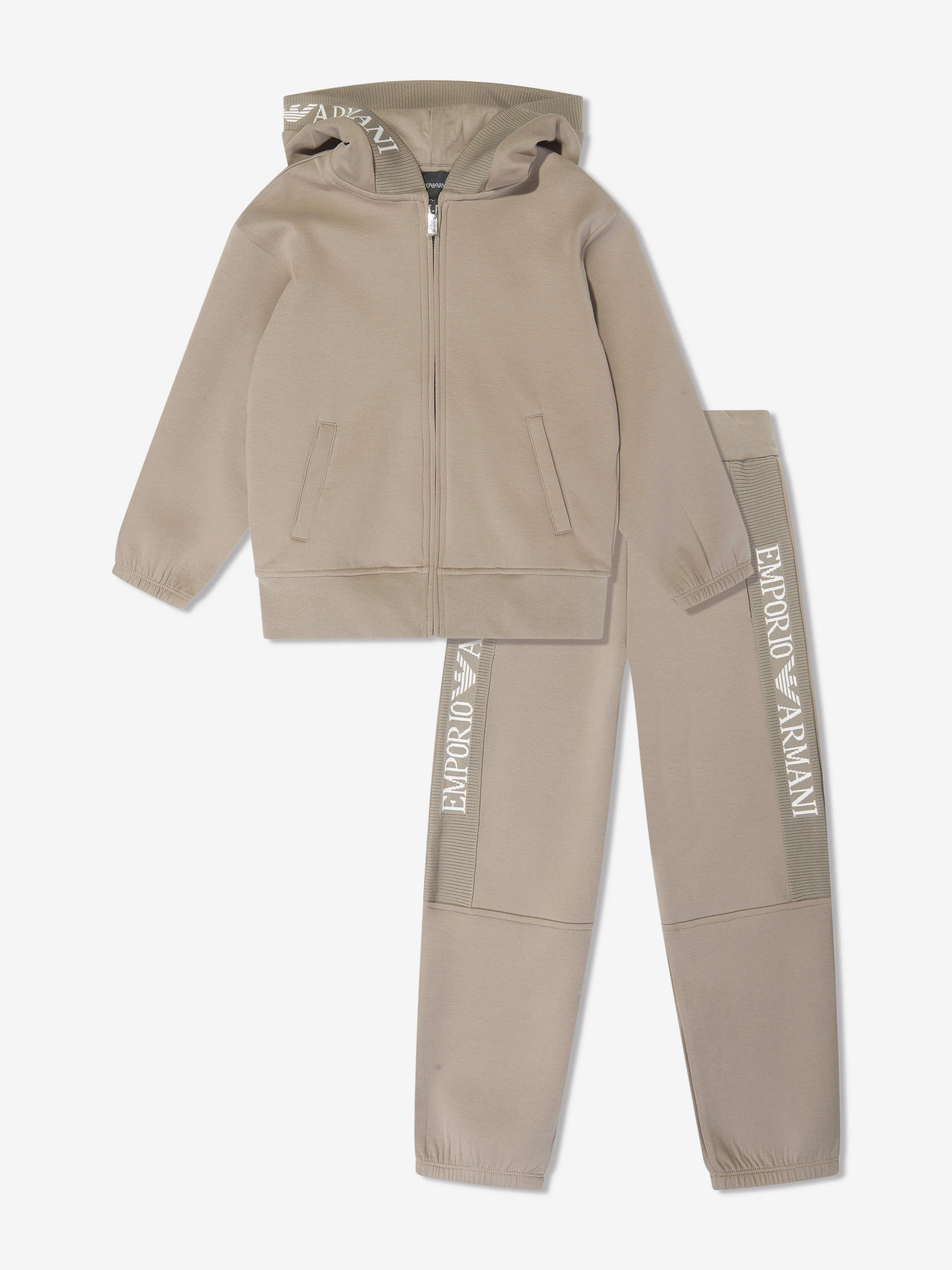 Emporio Armani Boys Logo Tracksuit in Beige