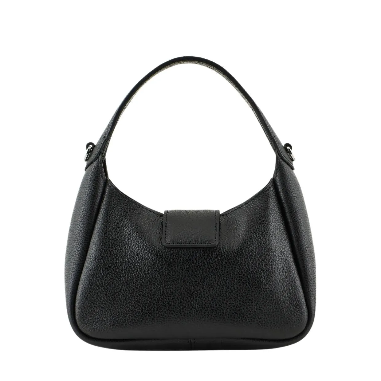 Emporio Armani Eagle Buckle Mini Leather Black Hobo Bag