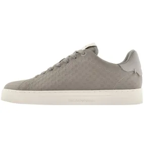 Emporio Armani Logo Leather Trainers Grey