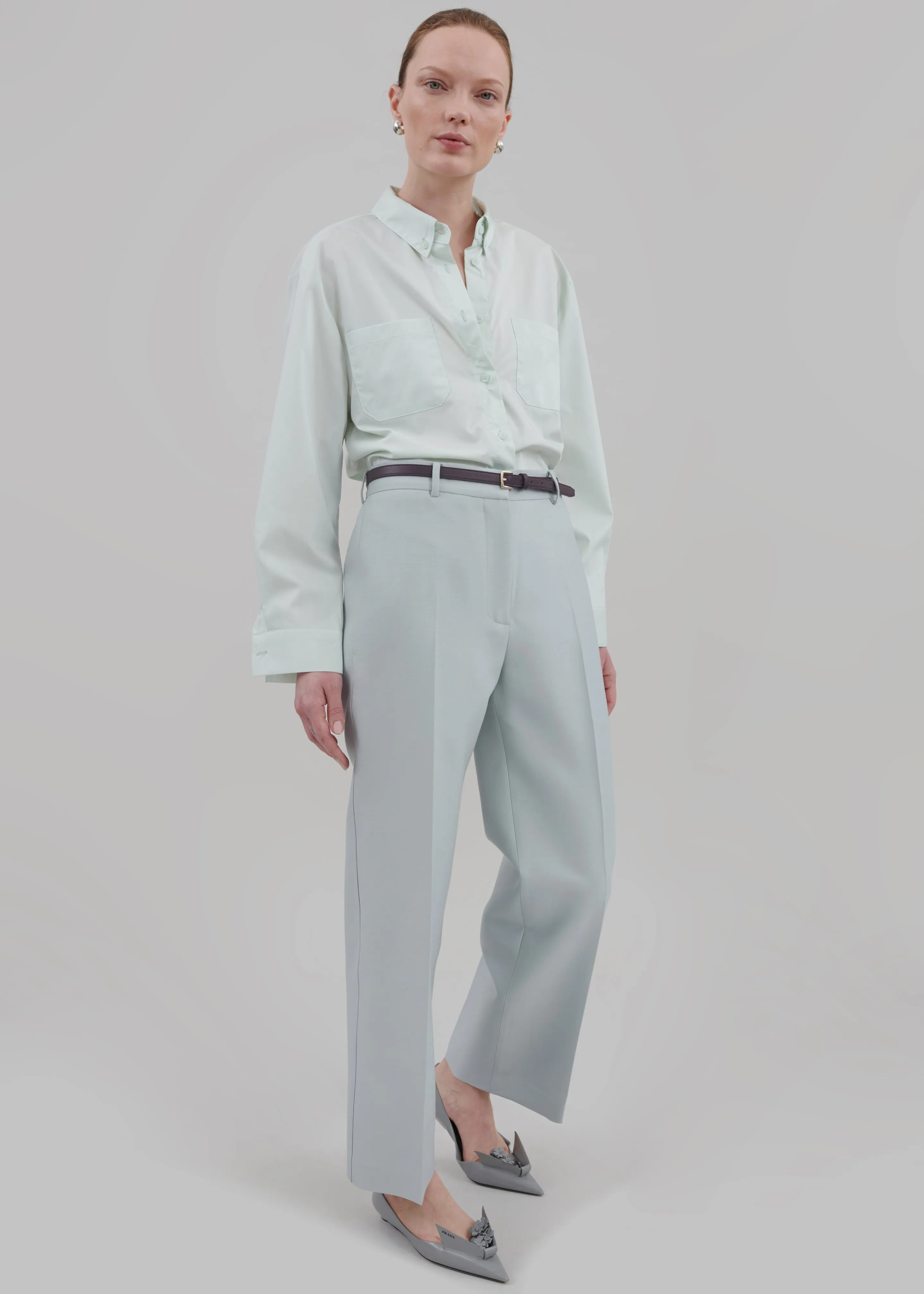 Emra Silk Trousers - Dusty Blue