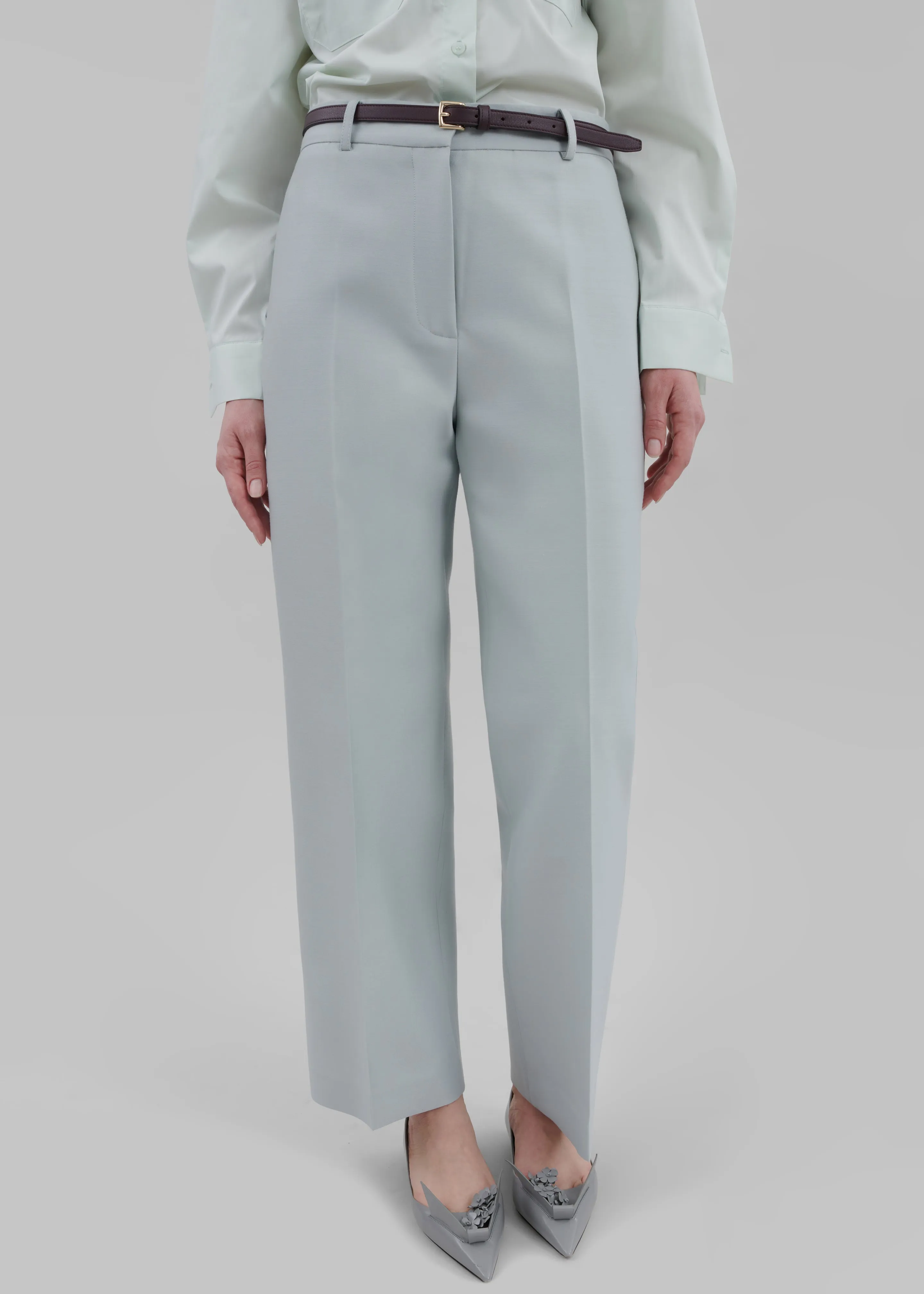 Emra Silk Trousers - Dusty Blue