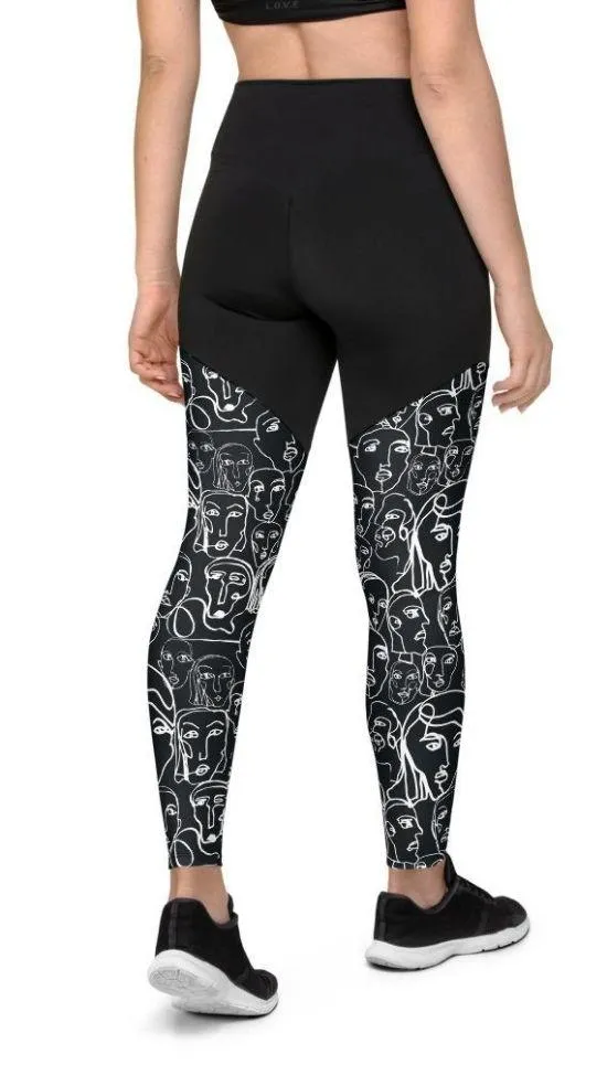 Face Drawing Compression Leggings