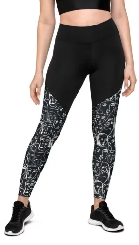 Face Drawing Compression Leggings